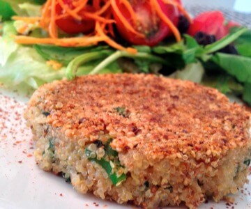 Hamburguinho de Espinafre, Quinoa e Soja